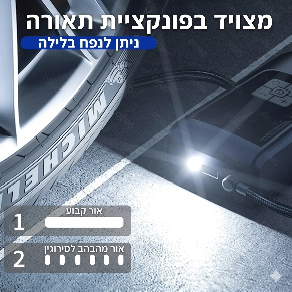 קומפרסור דיגיטלי נייד ואלחוטי לרכב ולשטח